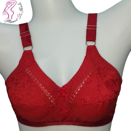 Cotton Chikan Embroidered Comfortable And Lightweight Non-Padded Bra