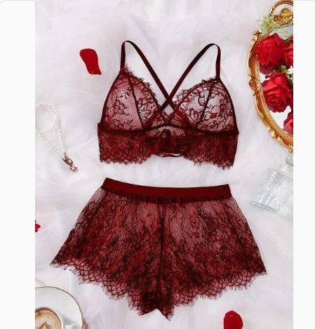 Net Lace Comfortable And Lightweight Nightwear Set