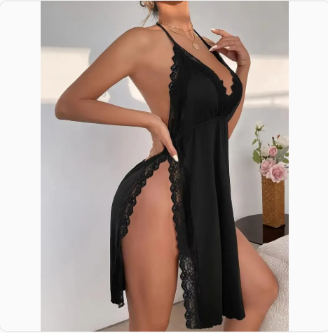 1 Pc Women's Stitched Silk Plain Night Gown