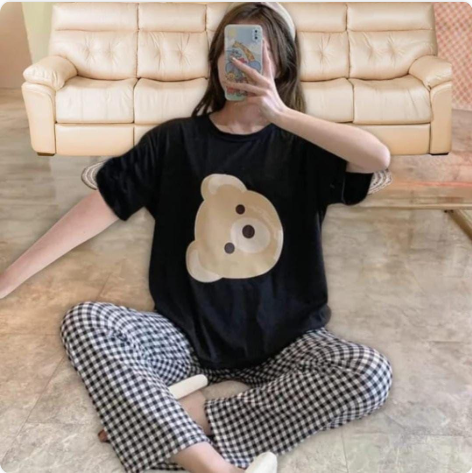 2 Pcs Women's Stitched Cotton Jersey Printed Night Suit